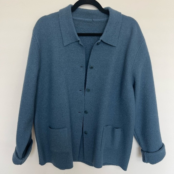 Vintage Wool Blue Button up Blazer Size XL - Picture 1 of 6
